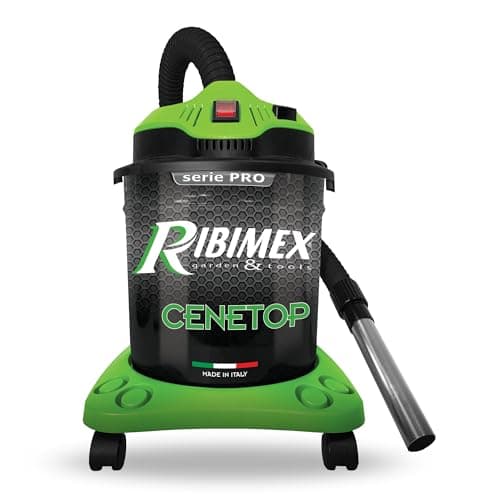 Ribimex Aspiracenere Elettrico Cenetop Serie Pro, con Pulizia Automatica del Filtro HEPA, Bidone da 18 L, Potenza 1200 W, Ideale per Stufe e Camini, Funzione Soffiante Integrata - PRCEN012