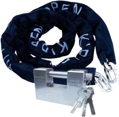 Kippen 2016AX - Kit Sicurezza per Auto, Moto e Scooter, Composto da: Catena Antifurto misura 10x1000 mm + Lucchetto Cementato Antiscasso 90 mm.