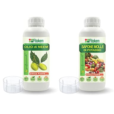Fitokem | Olio di Neem Biologico per Piante 1L + Sapone Molle di potassio corroborante 1L |