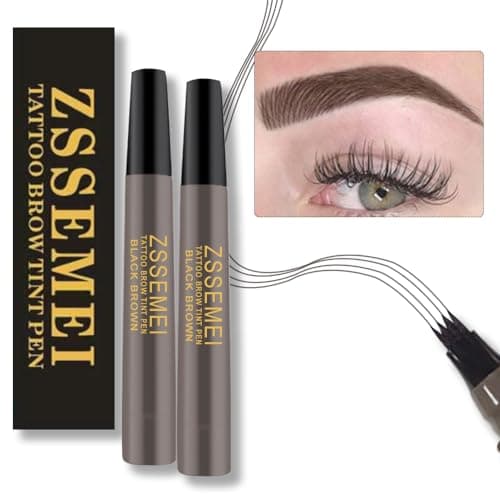 Penna per sopracciglia impermeabile - Matita per sopracciglia con microblading, durata 24 ore, crea un aspetto naturale (Black Brown - 2 PCS)