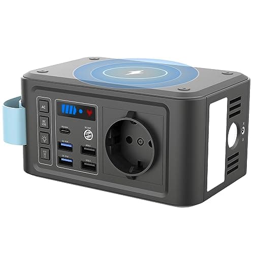 CAPTOK Power Station 230 V con presa di corrente, 88,8 Wh, caricatore senza fili, 10 W, generatore solare da 120 W, USB LED per campeggio, attività all'aperto, emergenza