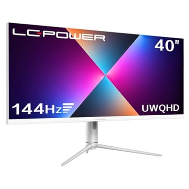 LC-Power 40-UWQHD-144hz 40" Ultrawide Gaming Monitor (IPS, 144Hz, UWQHD 3440x1440, 4ms, HDR 600, AMD FreeSync, DP, HDMI USB-C, Flicker Safe, 120 sRGB, GamePlus,PiP, PbP, FPS, RTS), Bianco