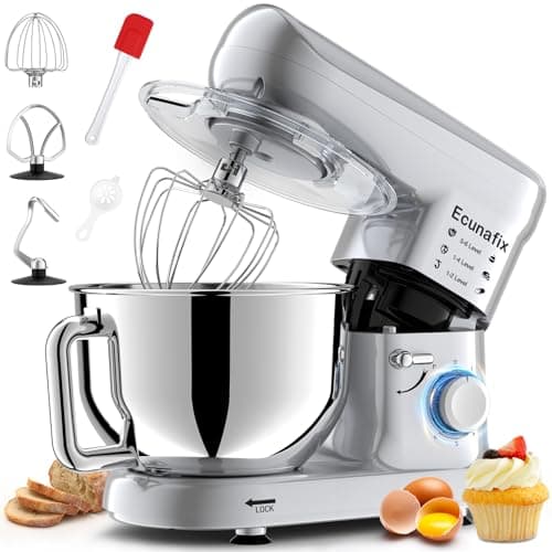 Impastatrice Planetaria offerta 6,5L 1500W Professionale Robot da Cucina Multifunzione 6+P Velocità Basso Rumore Mixer Elettrico con Gancio per Impastare, Frusta Piatta, Frusta