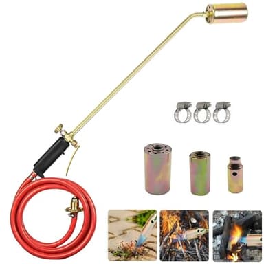 Bruciatore Erba a Gas Butano Propano Portatile Diserbante Termico di Piante Erbacce Lunghezza 58 cm Fiamma Ossidrica Weed Burner Accensione Pizoelettrica Manutenzione Giardino Esterno