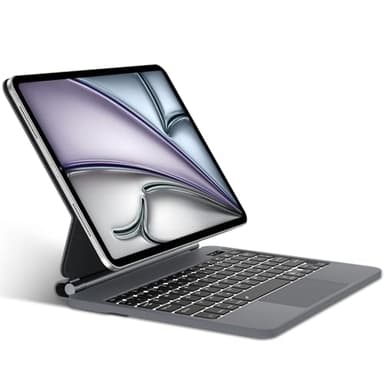 SENGBIRCH Magic Tastiera con custodia per iPad Air 11" (M3 2025/M2 2024) – Tastiera QWERTZ Layout Tedesco Multi-Trackpad Keyboard per iPad Pro 11 pollici 4./3./2./1, Nero