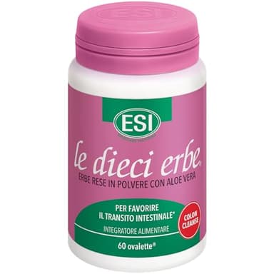 ESI - Le Dieci Erbe Colon Cleanse, Integratore Alimentare con Aloe Vera, per la Regolarità del Transito Intestinale, Senza Glutine e Vegan, 60 Ovalette