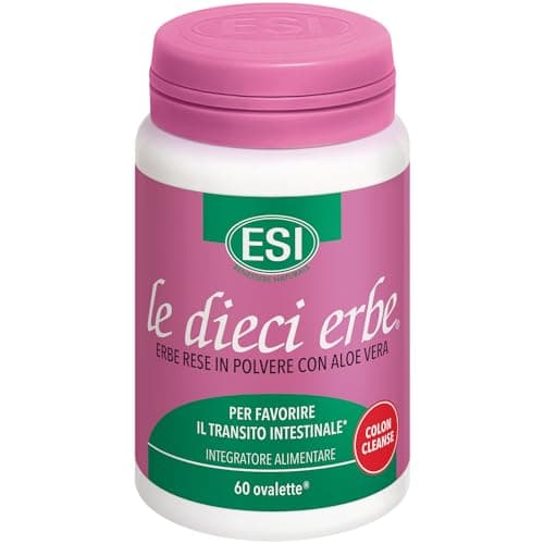ESI - Le Dieci Erbe Colon Cleanse, Integratore Alimentare con Aloe Vera, per la Regolarità del Transito Intestinale, Senza Glutine e Vegan, 60 Ovalette