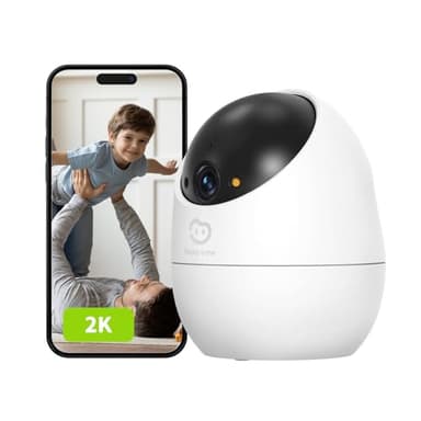 Beans View 2K (3MP) Telecamera di sicurezza per interni, visione notturna a colori, 360° telecamera 2.4GHz Wi-Fi per animali domestici/cane/gatto, Rilevamento umano, Compatibile con Alexa D210