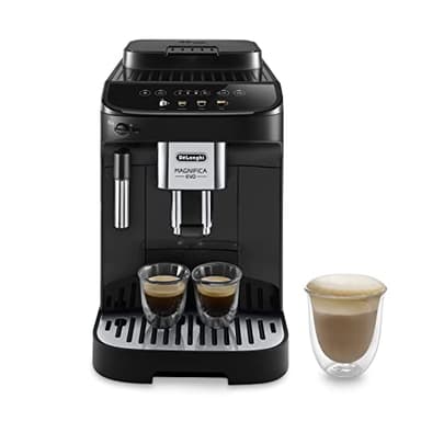 De'Longhi Magnifica Evo ECAM290.21.B, Macchina Caffè Automatica con Montalatte, Macchina Compatta dal Chicco alla Tazza, Montatura Manuale del Latte, 4 Ricette, Display Colorato Soft Touch, Nero