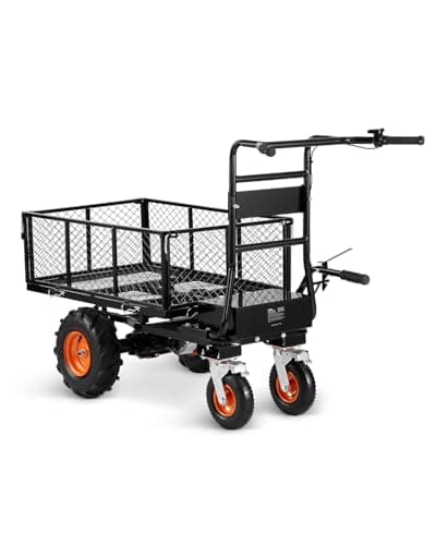 VEVOR Carrello Elettrico di Servizio Carrello a Quattro Ruote Carico max. 300kg, Carrello Elettrico da Giardino in Acciaio 36V-12A-500W, Carrello Elettrico Trasporto Carriola per Fattoria Giardino