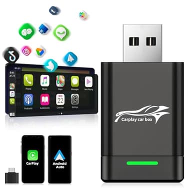 Carplay Wireless e adattatore Android Auto Wireless, Converte Android Auto/Carplay da cablato in Wireless, Typ-C/USB Plug & Play, Compatibile con iOS 10+ Android 11+, trollo stabile e nessun ritardo