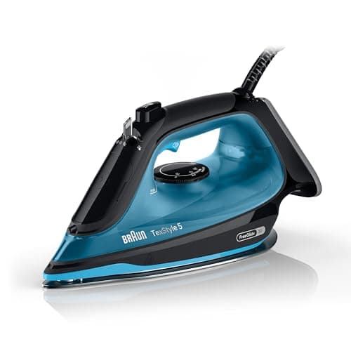 Braun TexStyle 5 SI5256BL, Ferro da Stiro con Piastra FreeGlide 3D SuperCeramic, Punta di Precisione, Manico Aperto Ergonomico, Ricarica 300ml, Sistema Antigoccia, Colpo Vapore 210 g/min, 2600W, Blu