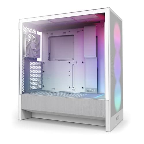 NZXT H5 Flow RGB - Case per PC da gaming mid-tower ATX compatto - Flusso d'aria elevato - Ventola F360 RGB Core (CV) inclusa - Supporto per radiatori da 360 mm (anteriore) - Bianco