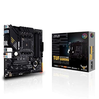 ASUS TUF GAMING B550M-PLUS, Scheda madre Gaming micro ATX AMD B550, PCIe 4.0, doppio M.2, 10 fasi di alimentazione DrMOS, 2,5Gb Lan, HDMI, DP, USB 3.2 Gen 2 Type-A e Type-C, Aura Sync RGB