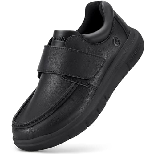 FitVille Scarpe Uomo Diabetici Pianta Larga Mocassini in Pelle Extra Larghi Scarpe Uomo Casual con Strappo per Piedi Gonfi da Lavoro Nero 44.5 EU Larga