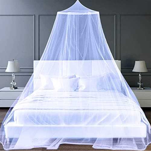 Zanzariera Letto Matrimoniale/Singolo,0.6 * 2.5 * 10.5m Zanzariera Universale,Zanzariera da Esterno Viaggio,Zanzariera Pieghevole Portatile di Forma Rotonda,Culla da Campeggio Cupola Baldacchino-Blu