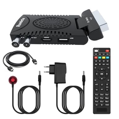 Romicta Decoder Digitale Terrestre 2025, Decoder DVB-T2 1080P H.265 HEVC 10Bit, Ricevitore Digitale Terrestre USB PVR Youtube LCN HDMI SCART Lettore Multimediale, Telecomando Universale 2in1
