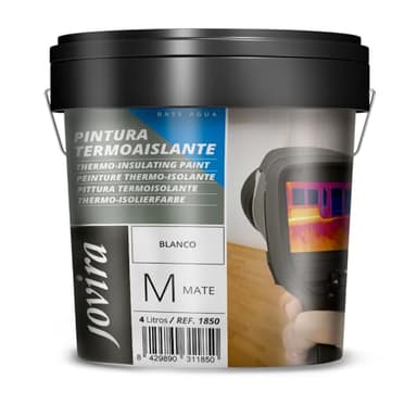 JOVIRA PINTURAS Pittura termoisolante. Per superfici in calcestruzzo, malta cementizia, mattoni e intonaco. Migliora l'isolamento termico e acustico. (4 Litri, Bianco) B-15