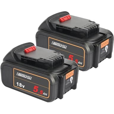 DCB200 5.5A 2 pezzi Batteria di ricambio al litio DW 18V 5500mAh - Compatibile con tutti gli utensili - Indicatore di carica a LED - DCB182, DCB184