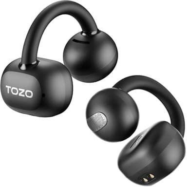 TOZO OpenEarRing Cuffie Bluetooth 5.4 Ultraleggero con Cancellazione IA del Rumore ORIGX Acustica EQs Regolazione 40 Ore Riproduzione LED Schermo USB Tipo C IPX5 Nero