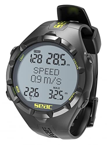 SEAC, Computer da Freedinving e Pesca Subacquea in Apnea, Ultra Resistente Unisex-Adult, Nero/Giallo HR, Standard, Single
