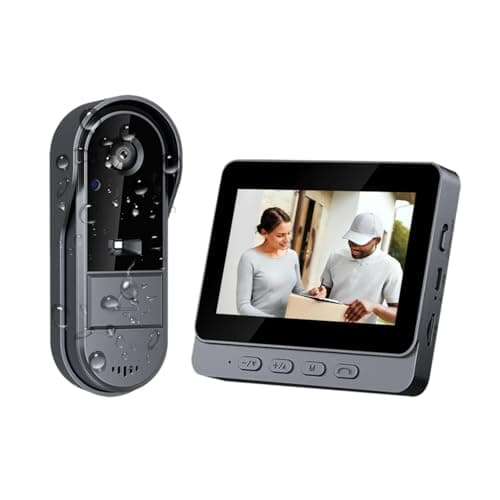 TKMARS Videocitofono Campanello Senza Fili da Esterno Impermeabile IP67, Citofono con Telecamera 1080P 170° Ultra Grandangolo, Video Citofono con Schermo IPS 4,3'' Nessun WiFi o APP
