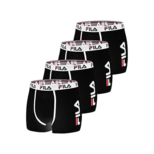 FILA Boxer Uomo Cotone, libertà di movimento, confortevole, set di 4, Nero, Taglie L
