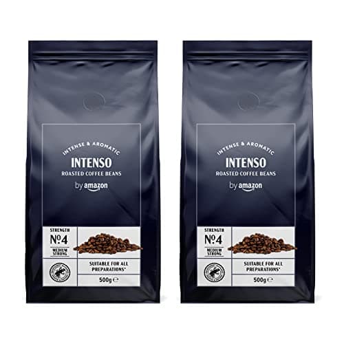 by Amazon Caffè Intenso in chicchi, tostatura chiara, 1kg, 2 Confezioni da 500g - Certificato Rainforest Alliance, Caffè in grani