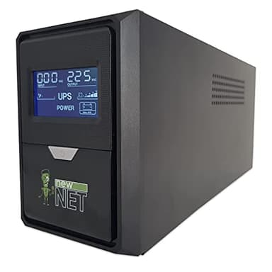 NewNet ups - Stabilizzatore di Tensione Corrente - Gruppo di continuità Offline per PC Monitor Telecamere DVR Router Fibra Allarme Modem con Display [ 350 W - 500 VA - Celle altissima efficienza ]