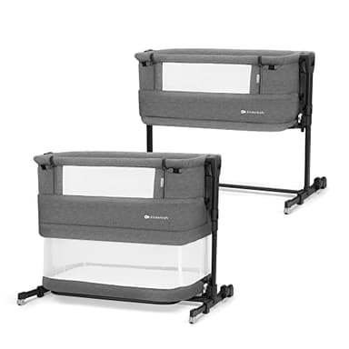 kk Kinderkraft NESTE GROW Lettino neonato 3 in 1, Culla co-sleeping, con Materasso Borsa transporto, Altezza regolabile su 5 livelli, dalla nascita fino 2 anni, Grigio