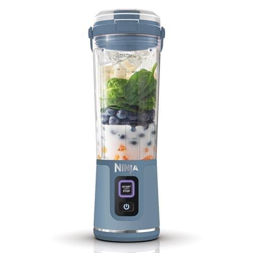 Ninja Blast Frullatore Portatile, 530 ml, con Coperchio e Beccuccio, Mini Frullatore Senza Fili, Ricaricabile, per Frullati, Trita Ghiaccio e Frutta Congelata, Blu Denim, BC151EUNV