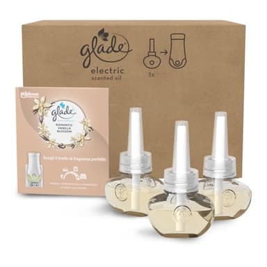 Glade Liquido Elettrico Profumatore per Ambienti con Olii Essenziali, Fragranza Vaniglia, Fino a 120 Giorni di Profumo per Ricarica, 3 Ricariche