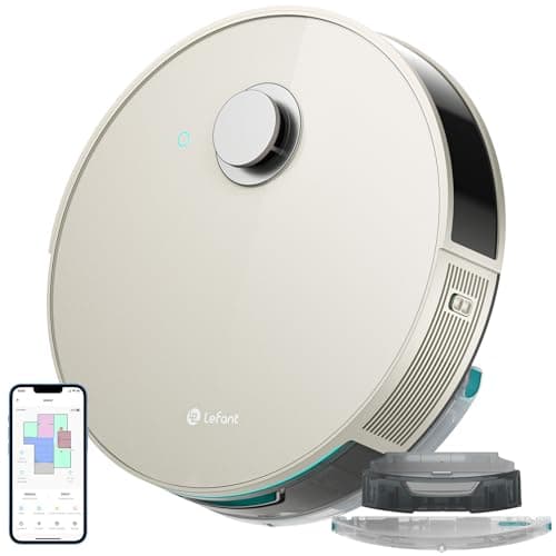 LEFANT N3 Robot Aspirapolvere Lavapavimenti con Mappatura,Sensore Laser d-ToF,6000pa,200min,Barriere Virtuali,Pulizia Dell'area Selezionata,Aspirapolvere Robot Collegato da APP（Grigio Champagne）