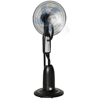 HOMCOM Ventilatore Nebulizzatore 90W con 4 Velocità e Serbatoio 2.8L, Ventilatore a Piantana con 4 Ruote in Metallo, PE e ABS, 44.5x44.5x120 cm, Argento e Nero