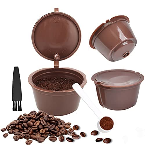 FOROREH 3 capsule di caffè riutilizzabili per Dolce Gusto Machine – capsule di caffè ricaricabili – filtro caffè cialde con cucchiaino da caffè e spazzola per la pulizia