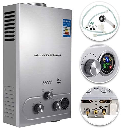 Furvveerr 16L GPL Scaldacqua a Gas Liquefatto,Uscita Dell'acqua Calda 16 L/min,32KW Shower Water Heater Gas Bagno Riscaldatore di Acqua Calda di Induzione Riscaldatore Della Parete