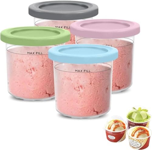 IRWOY Confezione da 4 contenitori per gelatiere Ninja: Ice Cream Storage Containers Creami Pint Contenitore per NC301 NC300 NC299AMZ Series – Riutilizzabile a prova di perdite