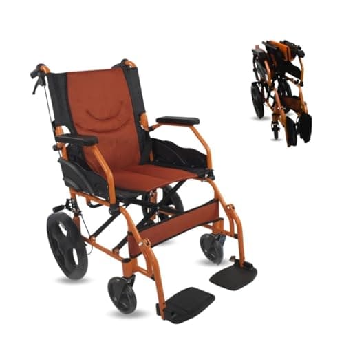 Mobiclinic®, Sedia a rotelle, Pieghevole, Leggera, Seduta 41 cm, Due sistemi frenanti, Schienale, Alluminio, Pedane pieghevoli, Modello piramidale, Ruote piccole, Braccioli fissi