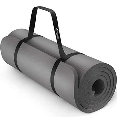 TRESKO® Tappetino per yoga pilates tappeto ginnastica fitness aerobica 6 colori diversi | Dimensioni 185cm x 60cm in 2 spessori | isola il freddo | schiuma NBR | Grigio 185 x 60 x 1 cm