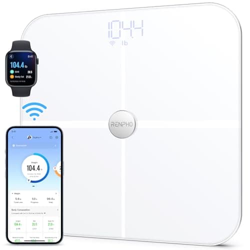 RENPHO Bilancia Pesapersone Digitale, WiFi Bluetooth, 13 Misurazioni incl. peso, Grasso Corporeo, BMI, Massa Muscolare/Ossea, Precisione 50 g