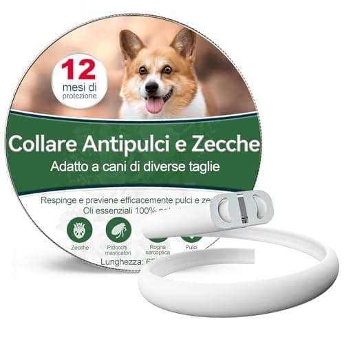 Collare Antiparassitario Per Cani, Collare Antipulci Cane Sicuro Ed Efficace Composto Da Oli Essenziali Naturali Al 100%, Efficacia 12 Mesi 65cm Collar Antizecche Per Cani Di Tutte Le Taglie (65cm)