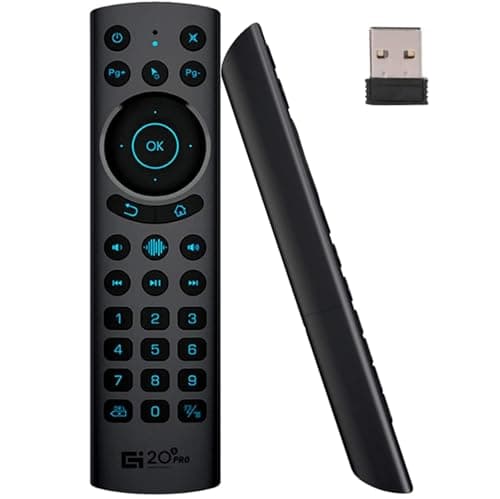 GREVA Telecomando Senza Fili Bluetooth per Android TV Box, 2.4 G USB IR 5.0 Telecomando Voce di Ricambio Illuminata, Wireless Remote Control con AIRE Mouse per Smart Television (G20S Pro Plus)