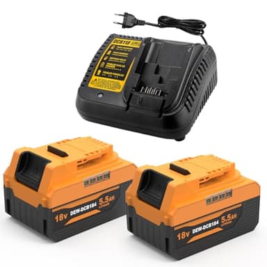 XNJTG 18V 5,5Ah Batteria di ricambio per Dewalt DCB184 con caricabatterie 18V DCB118 Compatibile con Dewalt batteria DCB184 DCB180 DCB181 DCB182 DCB200 DCB201
