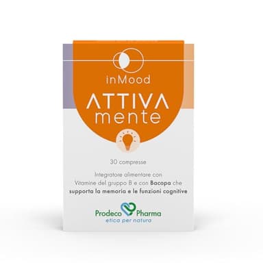 Prodeco Pharma INMOOD ATTIVA MENTE 30 Compresse - Integratore Alimentare a Base di Bacopa, Aronia, Mango, Vitamine del Gruppo B da Grano Saraceno e Colina