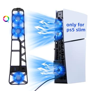 Mcbazel per PS5 Slim Ventola di Raffreddamento RGB Light con 3 Cooler Dissipazione Rapida,Supporto Controllo Intelligente della Temperatura Raffreddamento per PS5 Slim DE/UHD(Non per PS5/PS5 Pro)
