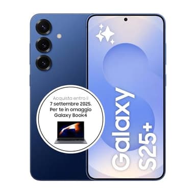 Samsung Galaxy S25+ Smartphone AI, 3 anni di Garanzia del produttore, Display 6.7'' QHD+ Dynamic AMOLED 2X, Fotocamera 50MP, RAM 12GB, 256GB, 4.900 mAh, Navy [Versione italiana]