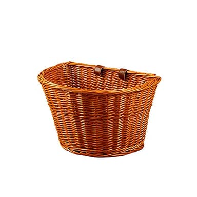 Soundwinds vintage vimini bicicletta cestino tradizionale retro mano anteriore bici cesto intrecciato cestino grande con cinghie in pelle, Semi-circular without handle + leather