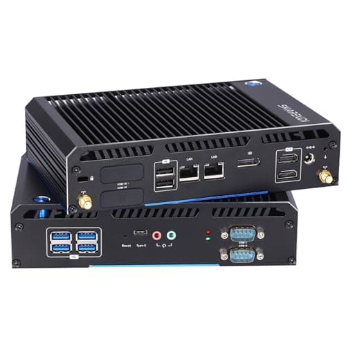 Sharevdi Fanless Industrial Mini PC, In-tel Celeron J4125 Mini Desktop Computer con Wi- 11 Pro, Dual HDMI/DP/BT4.2/2.4G+5G Dual Band Wi-Fi, 8GB RAM 128 GB SSD Piccolo PC
