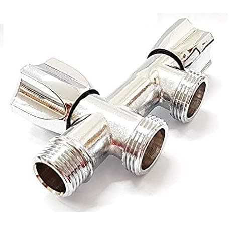TLDSHOP® Rubinetto DOPPIO per lavatrice/lavastoviglie - Carico Acqua - Rubinetto a muro per attacco lavatrice e lavastoviglie - Entrata da 1/2 con doppia uscita da 3/4