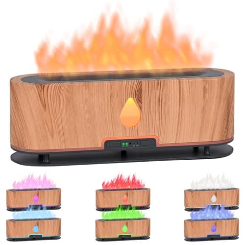 Dreamhigh® 250ml Diffusore di Oli Essenziali con Effetto Fiamma, Ultrasuoni Diffusore Profumo Ambiente, 7 Diverse Luci Mutevoli/Spegnimento Automatico, Umidificatore Ambiente